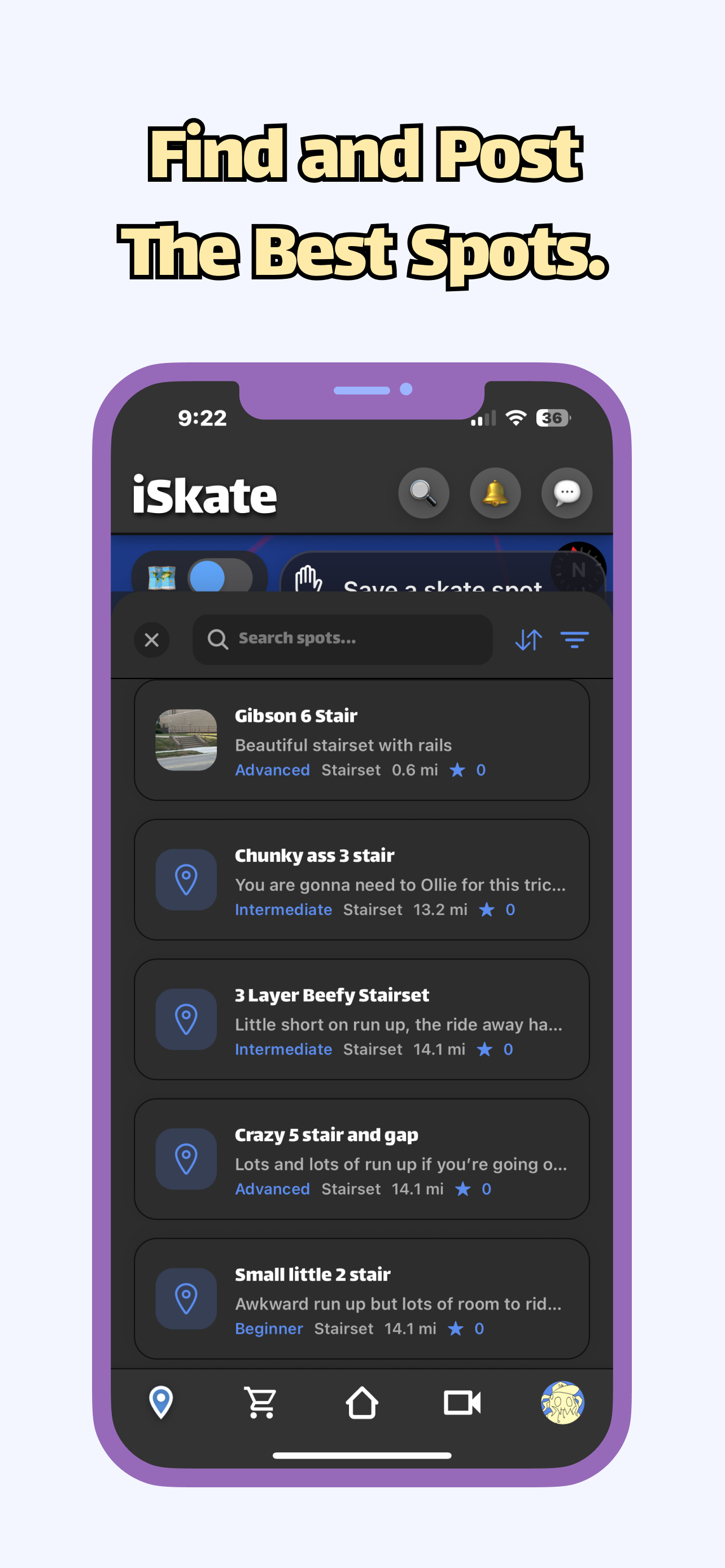 Spot list screenshot